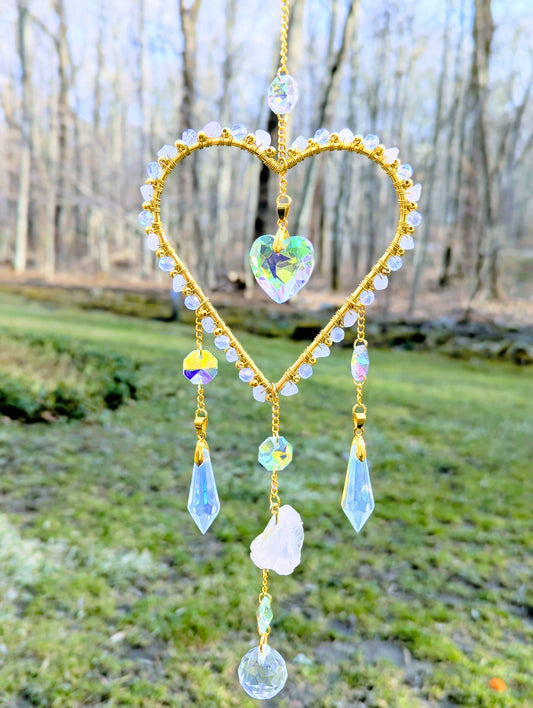 Heart Suncatcher Rose Quartz