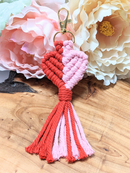 Macramé Heart Keychain 2 Tone