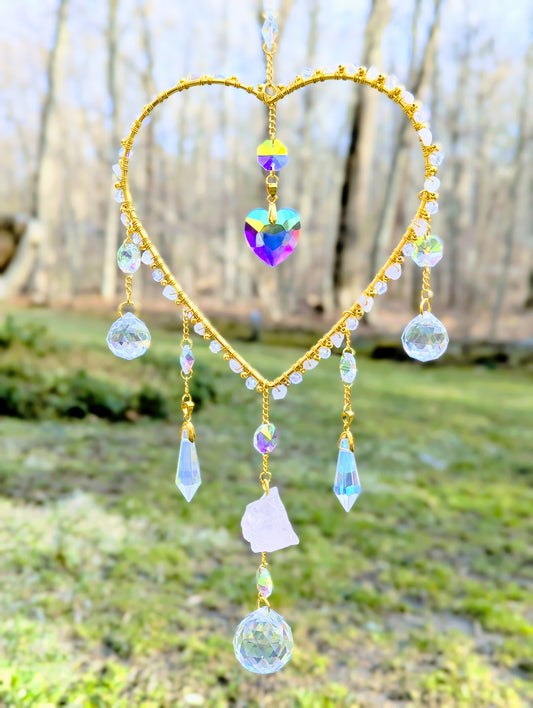 Heart Suncatcher Rose Quartz