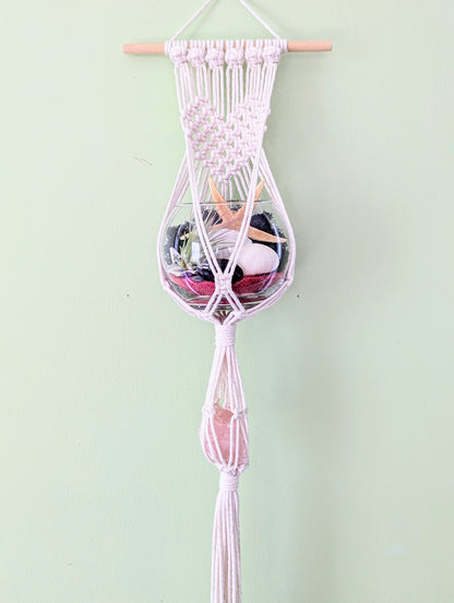 Macramé 1 Heart with Crystal Hanger
