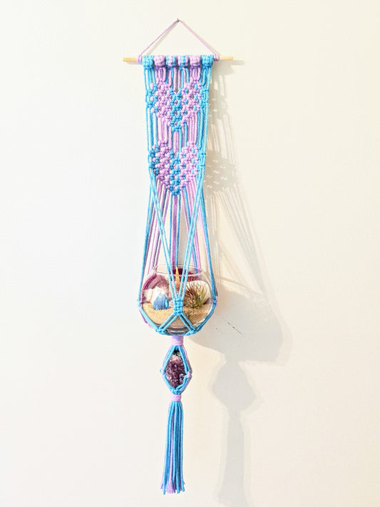 Macramé 2 Hearts with Crystal Hanger