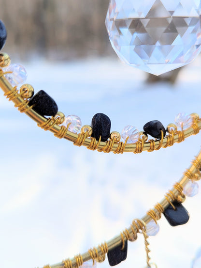 Mooncatcher Blue Goldstone & Clear Quartz